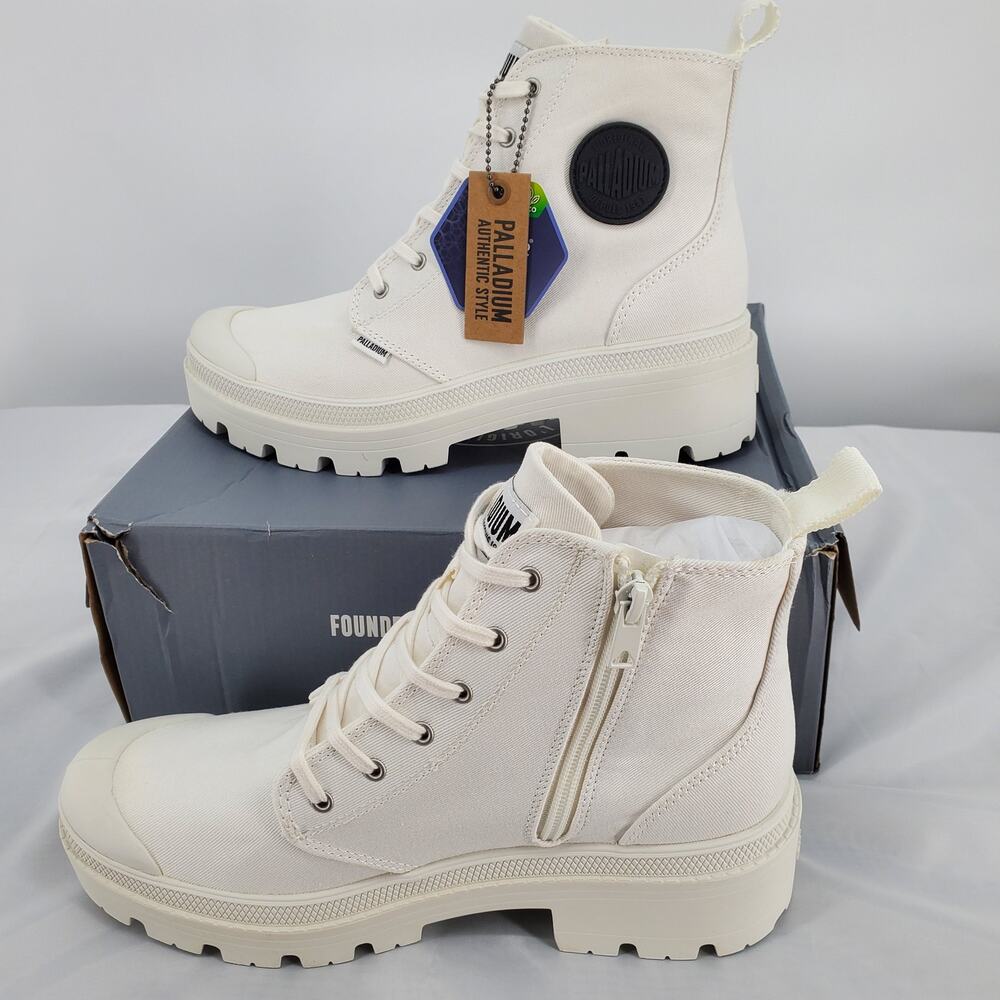 Palladium Unisex W8/M6.5 Pallabase Twill‎ Platform Boots Star White 96907-116-M